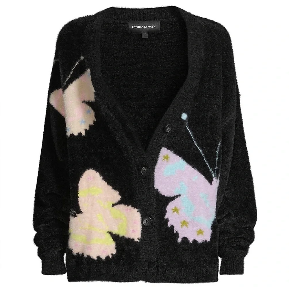 Cynthia Rowley Mohair Eyelash Oversized Butterfly Cardigan - Picture 3 of 5